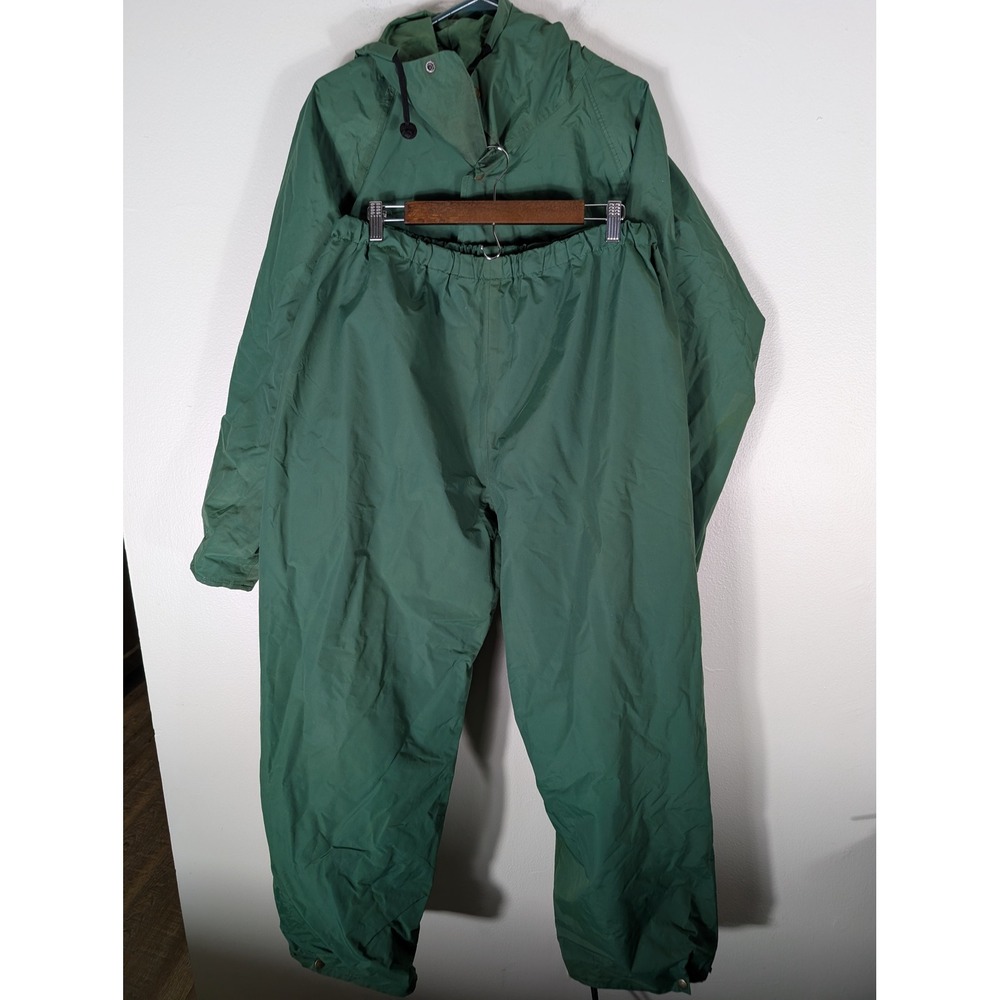 Cabelas Men's XL Gore Tex Vintage Rain Suit Green Hooded Jacket and Pants Set